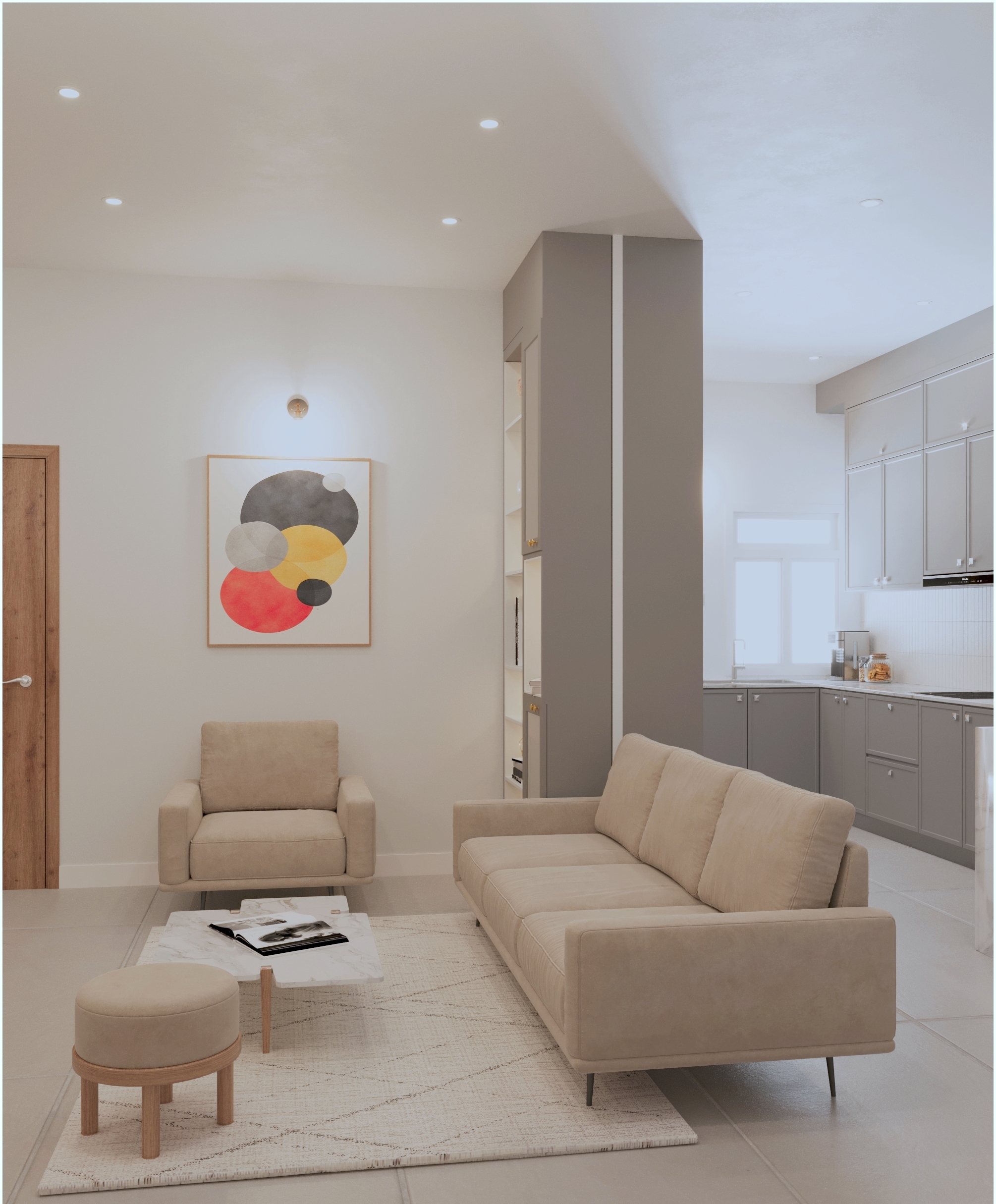 Brawing room to kitchen