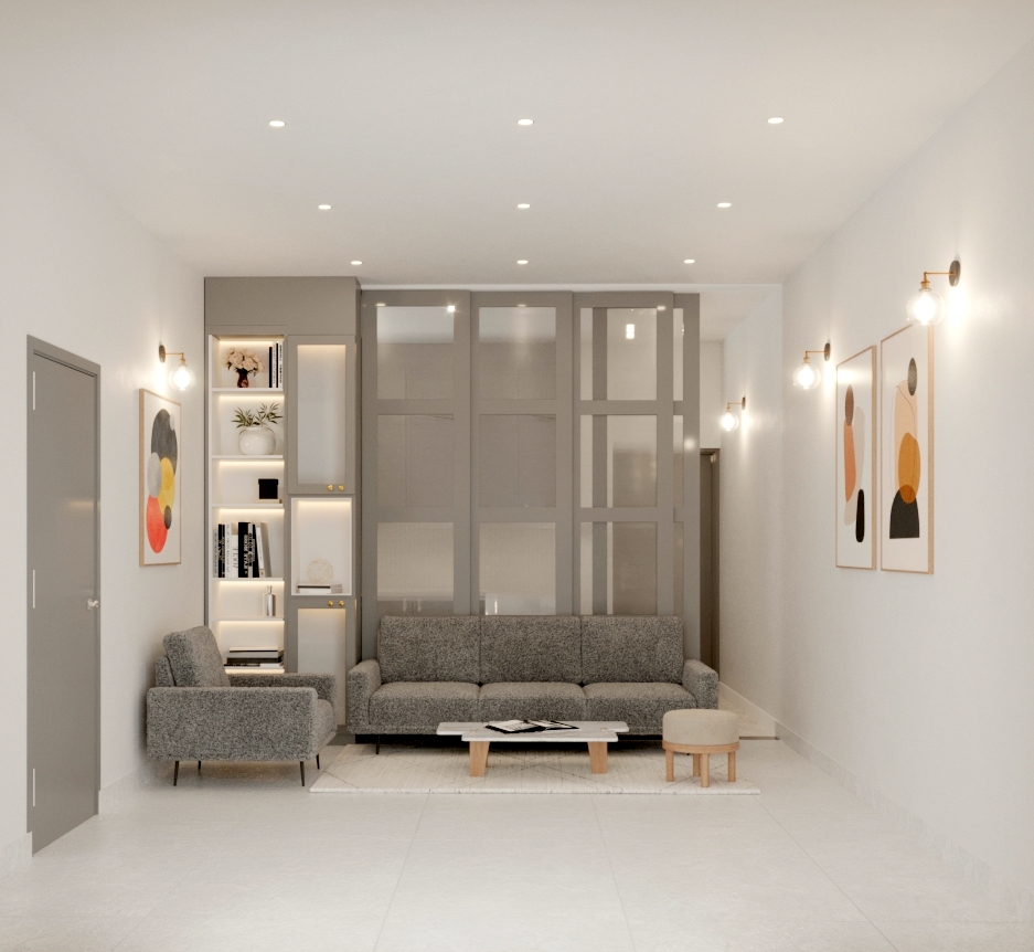 Grey sliding doors